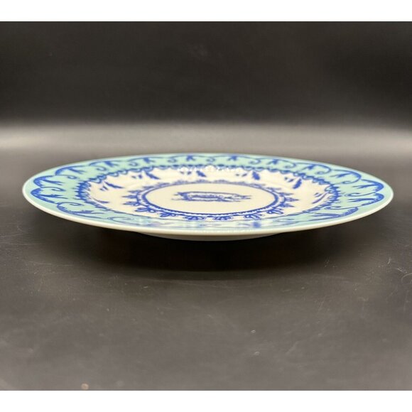 Anthropologie Dinner Plate Pig Squirrel Japan White Blue Decor Farmhouse Retired - Picture 3 of 10